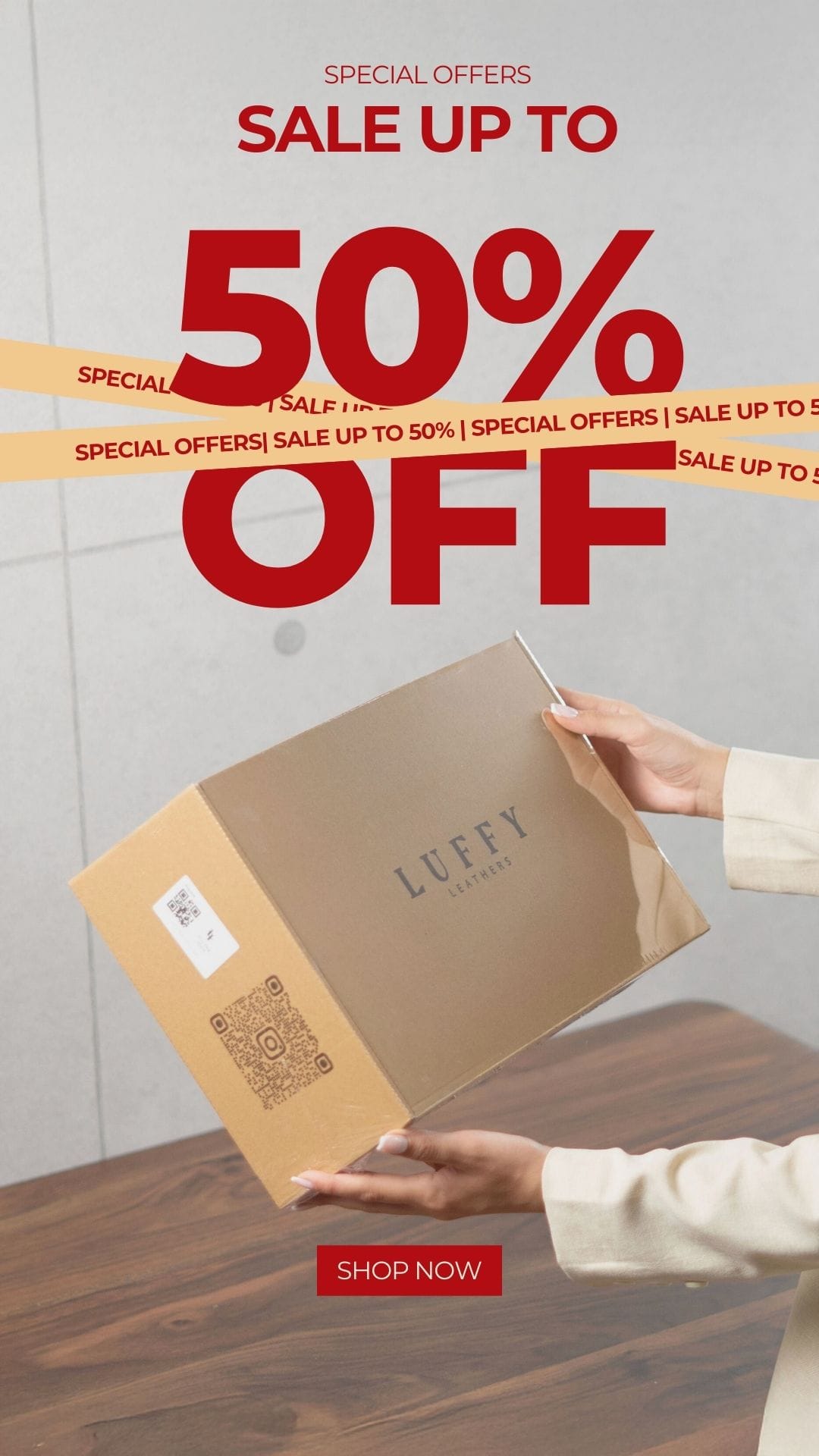 Red and Beige Simple Typography Sale Promotion Instagram Post